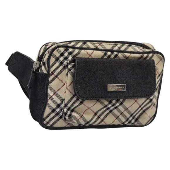 BURBERRY Nova Check Waist bag Canvas Beige Silver Auth 114873 - Picture 1 of 16